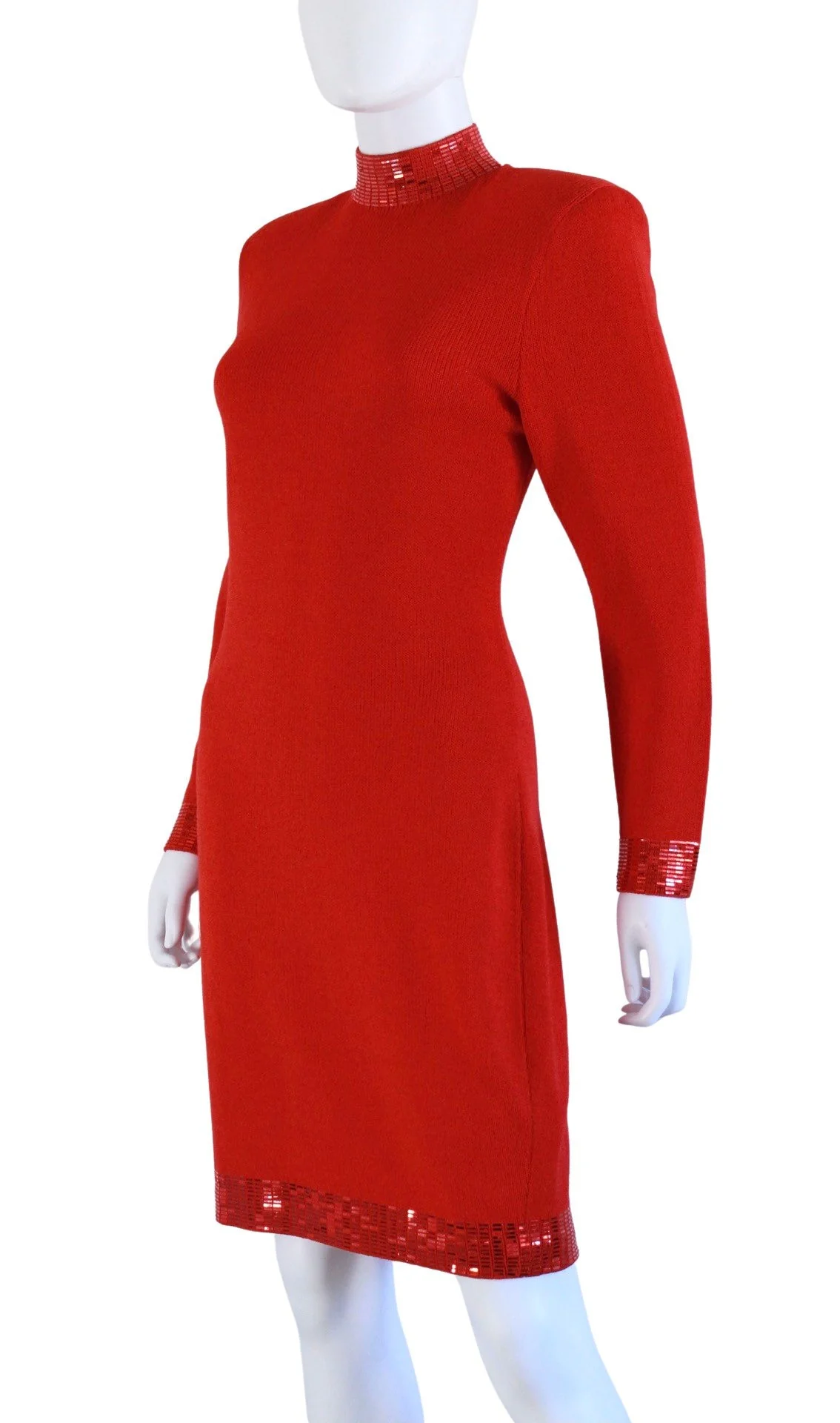 Vintage Evening Red Cocktail Dress Size Small / Medium by St. John Knits - Image 5