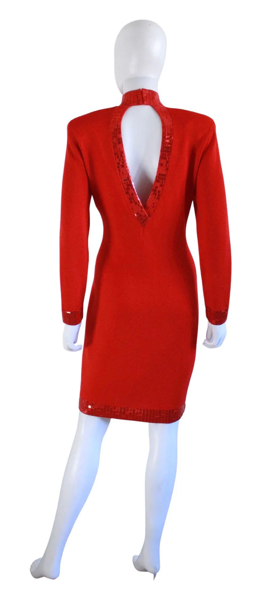 Vintage Evening Red Cocktail Dress Size Small / Medium by St. John Knits - Image 9