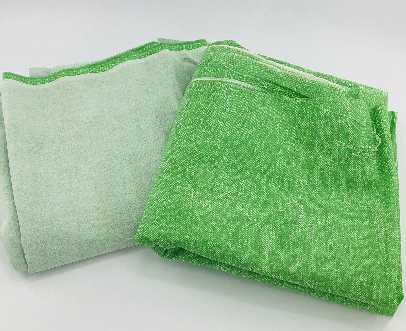 Vintage Fabric Muslin Grade 1 Green and White 82" X 78" 72" X 80" 2 Remants Lot - Image 2