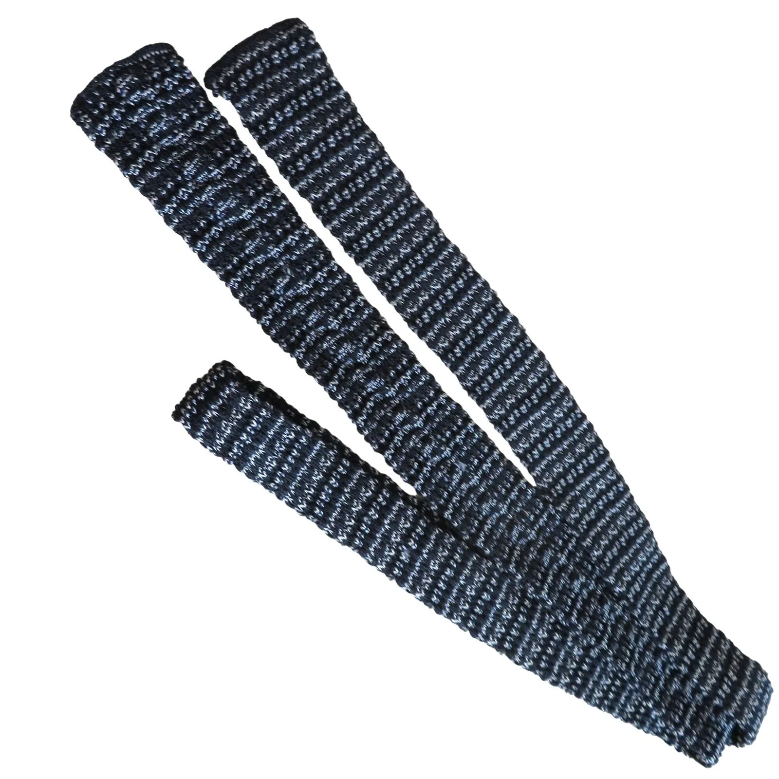 Vintage Fashion Knit Black White Tweed Skinny Tie Knit Necktie 52" Length Unisex - Image 6