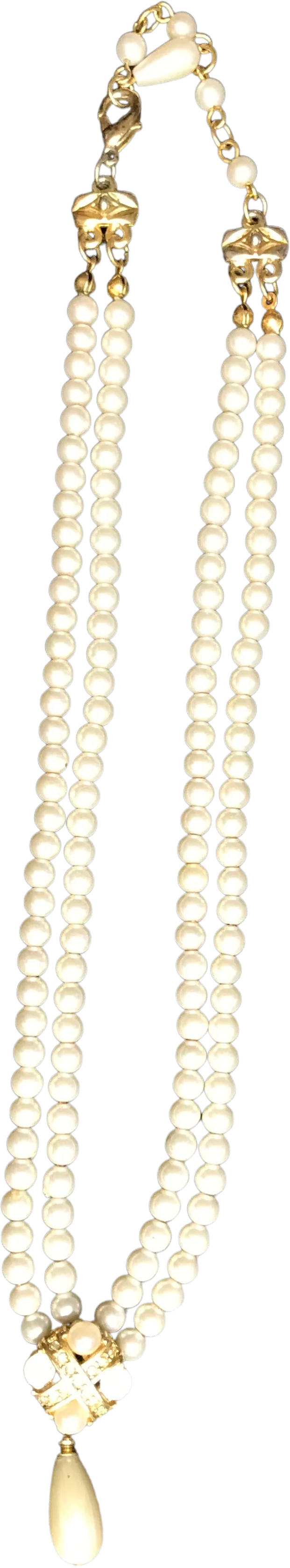 Vintage Faux Pearl Choker 9" Drop