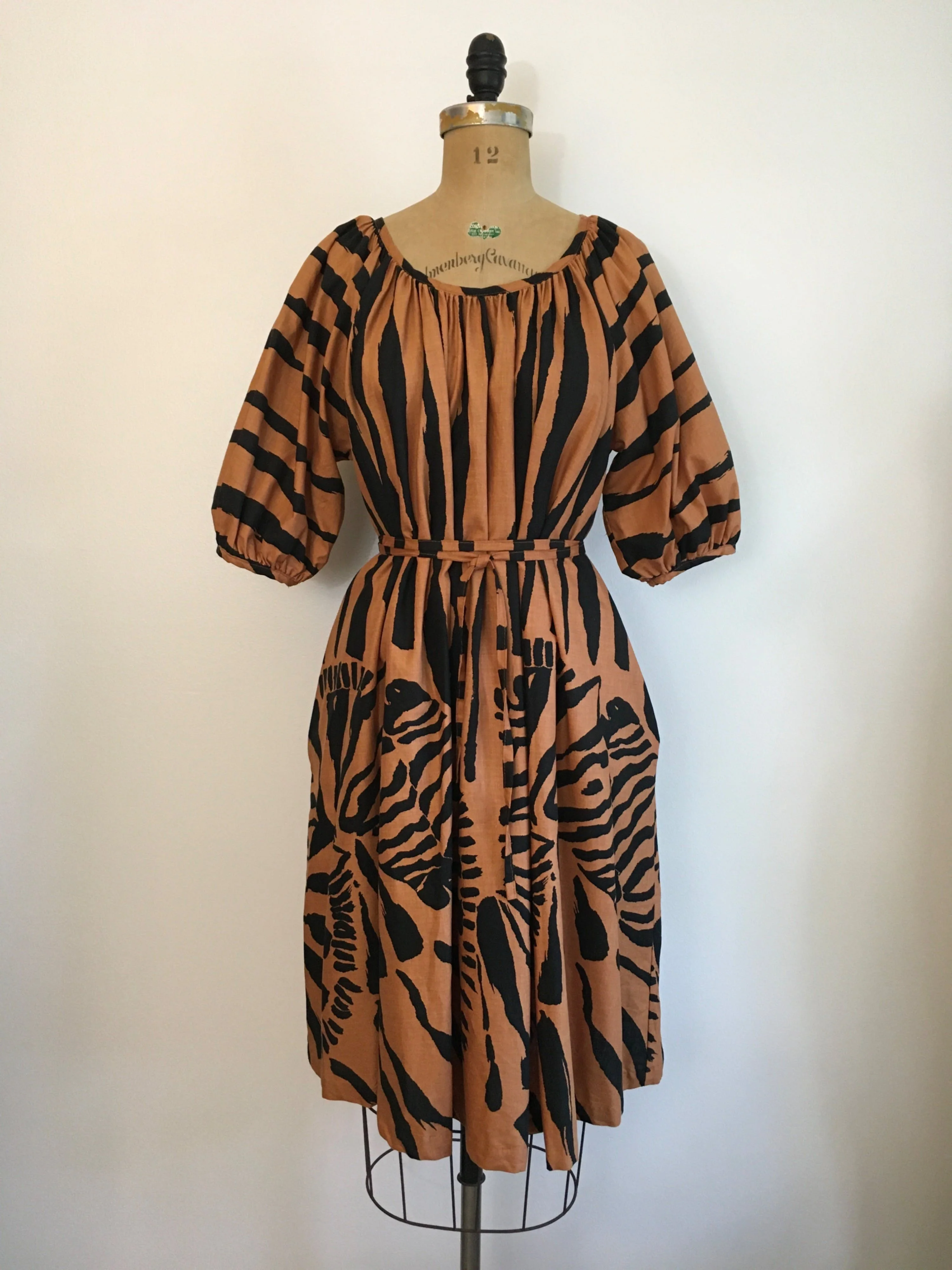 70's/80's Border Novelty Print Zebra Tent Dress and Bag by Fenno - Image 4