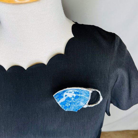 Vintage Fine China and Solder Brooch Handmade with Takakashi Japan San Francisco - Image 2