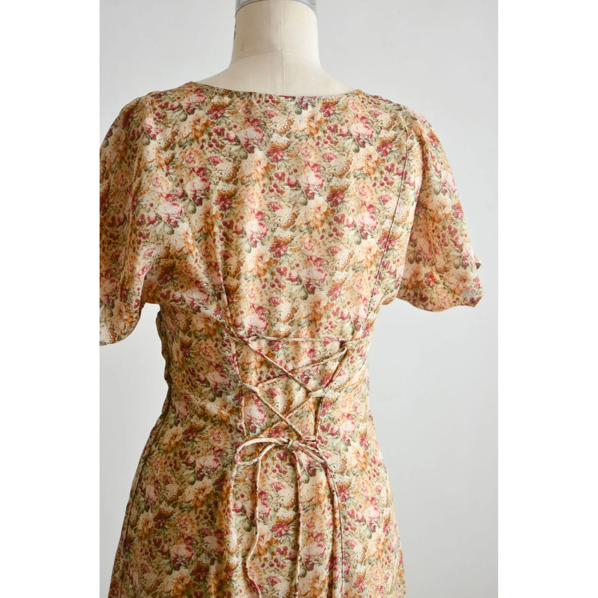 Vintage Floral 90s Maxi Dress Romantic Christy Dawn Style Brown Green Olive by Dawn Joy Fashions - Image 5