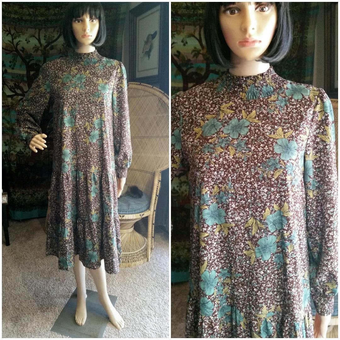 Vintage Floral Dropwaist Dress Md - Image 8
