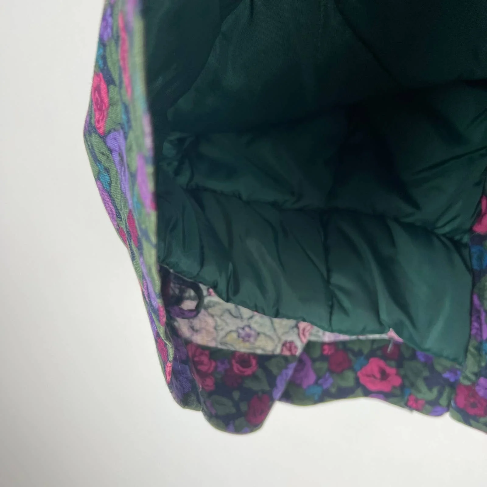 Vintage Floral Green Velvet Dress Coat and Handwarmer Purse Hooded Sz 5 by Rothschild - Image 5