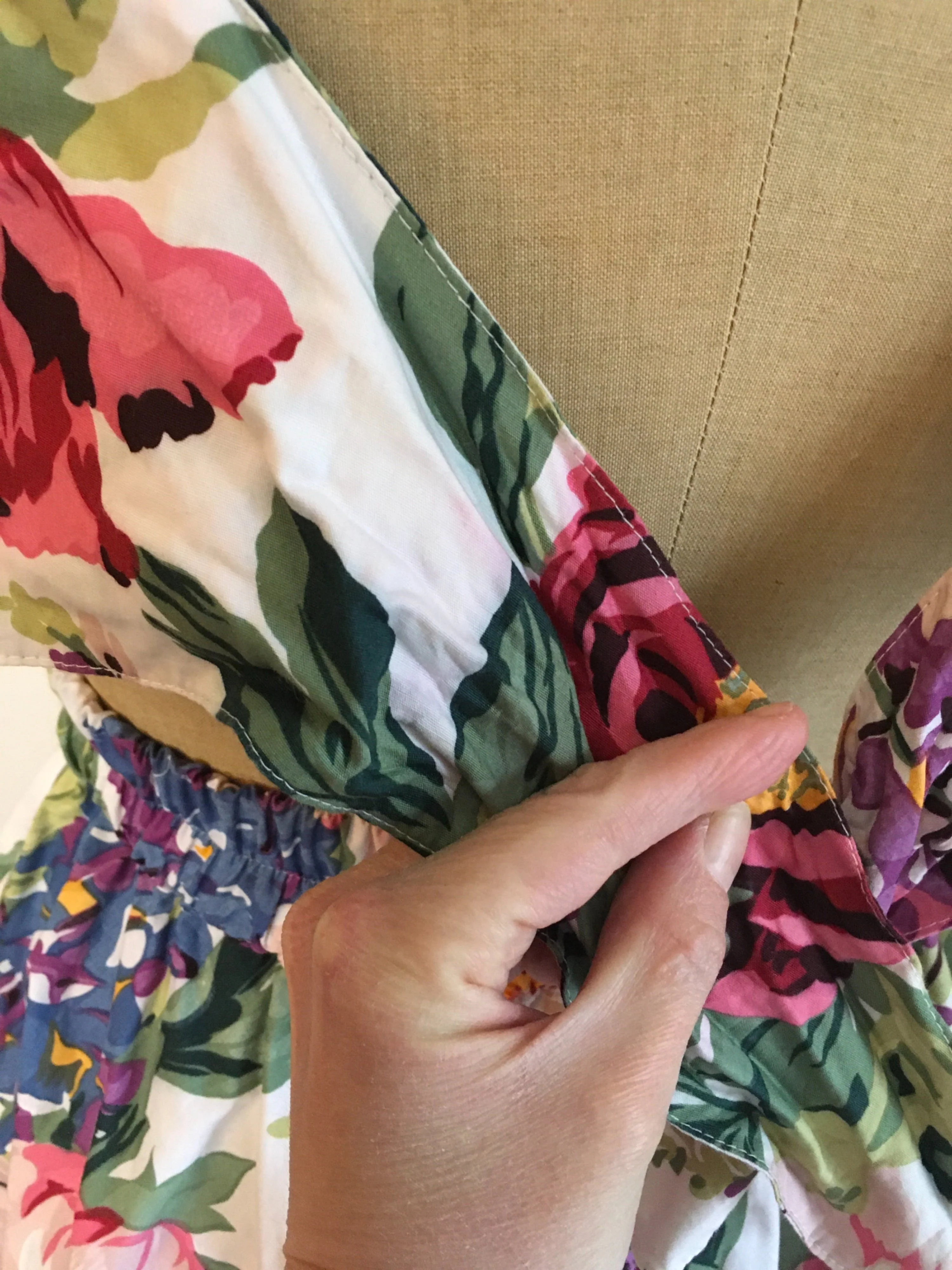 80's Floral Tie Back Mini Sundress by Karin Stevens - Image 8