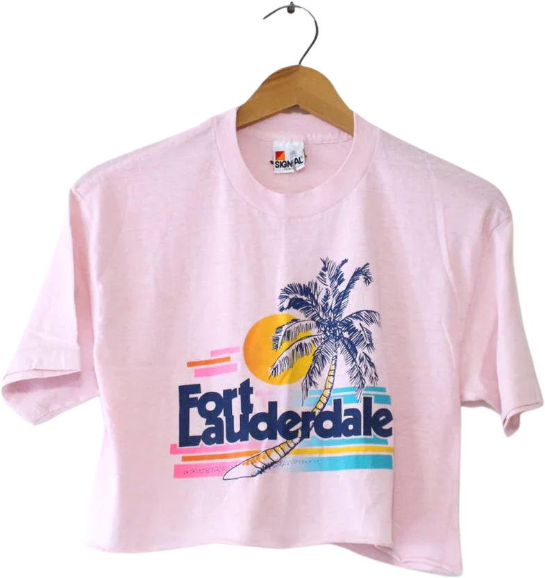 Vintage Fort Lauderdale Florida Crop Top T-Shirt Medium by Signal