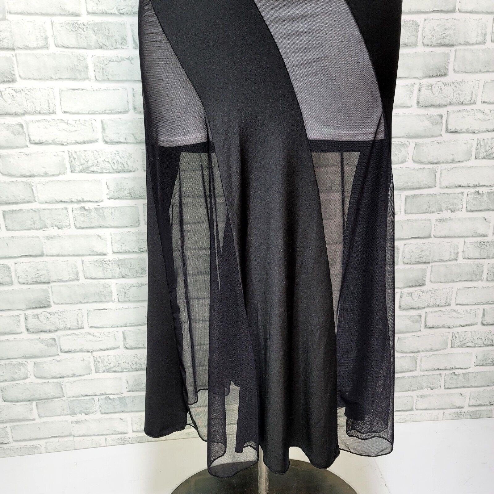 Vintage Fredericks of Hollywood Women's L Black Bias Cut Mesh Swirl Nightgown by Fredericks Of Hollywood - Image 5