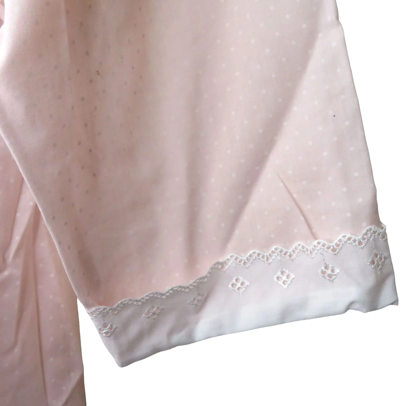 Vintage Full Length Dressing Gown Robe L Pink Swiss Polka Dot Lace Collar Belted by BHS - Image 11