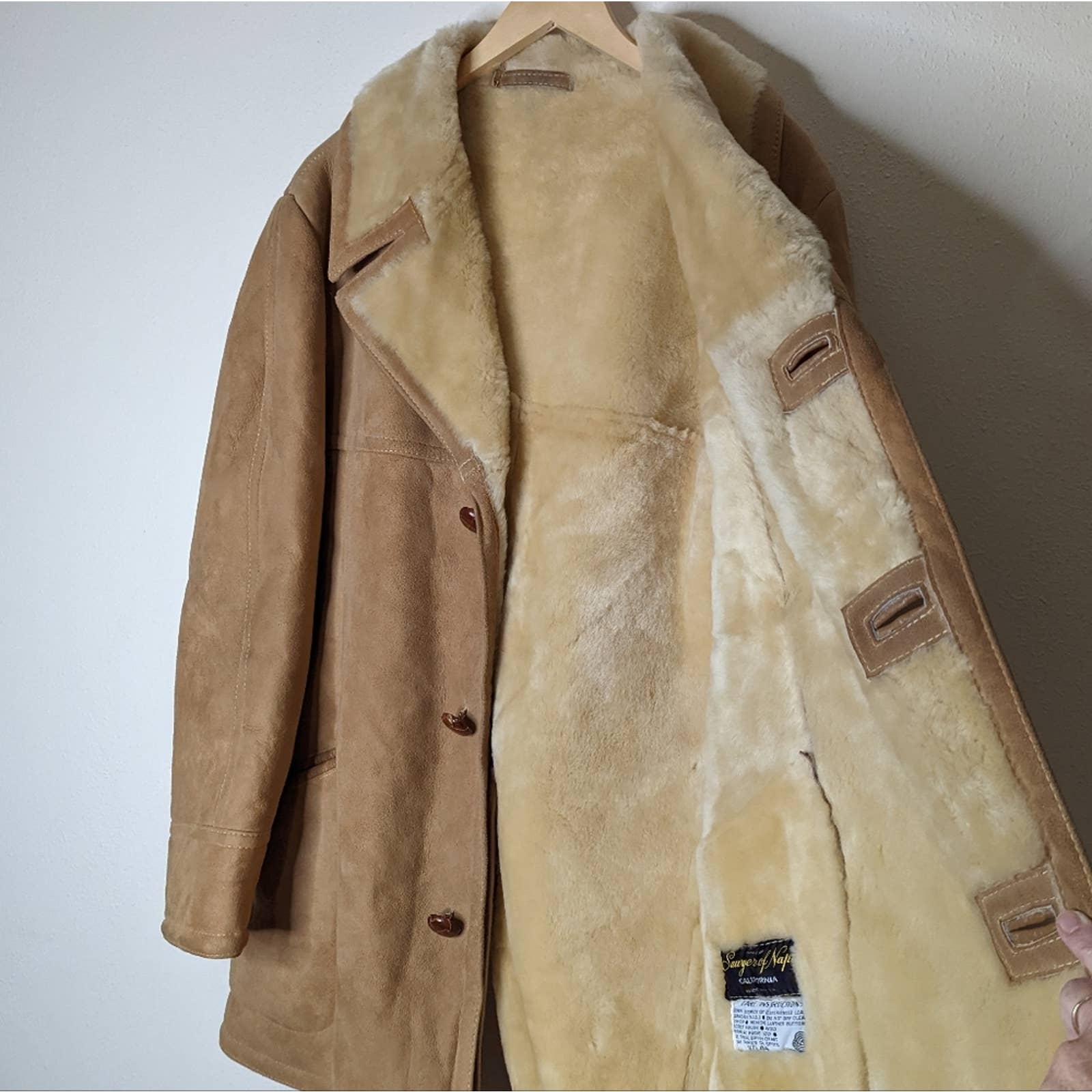 Vintage Genuine Sheepskin Shearling Men's Leather Coat by Sawyer of Napa California - Image 11