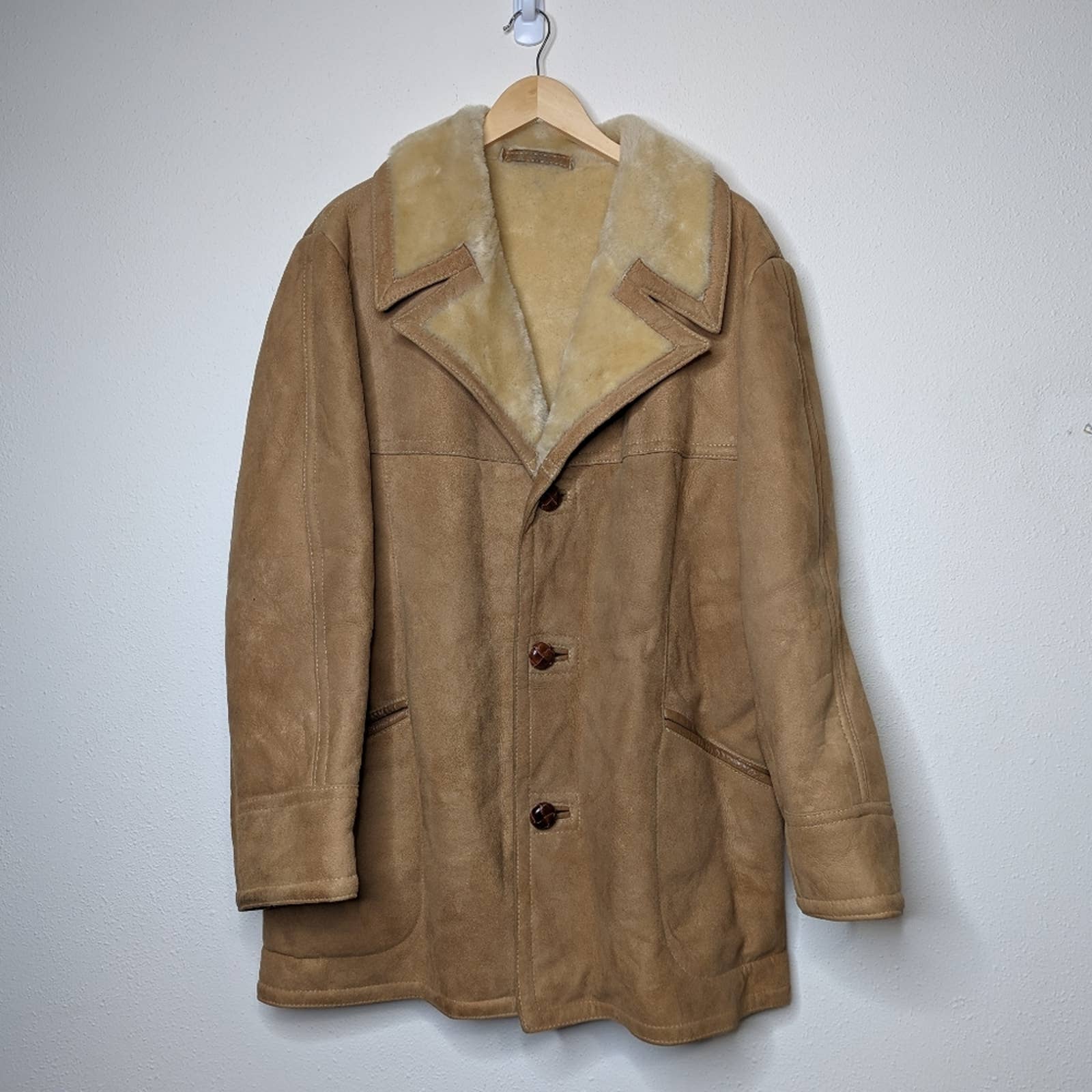 Vintage Genuine Sheepskin Shearling Men's Leather Coat by Sawyer of Napa California - Image 3
