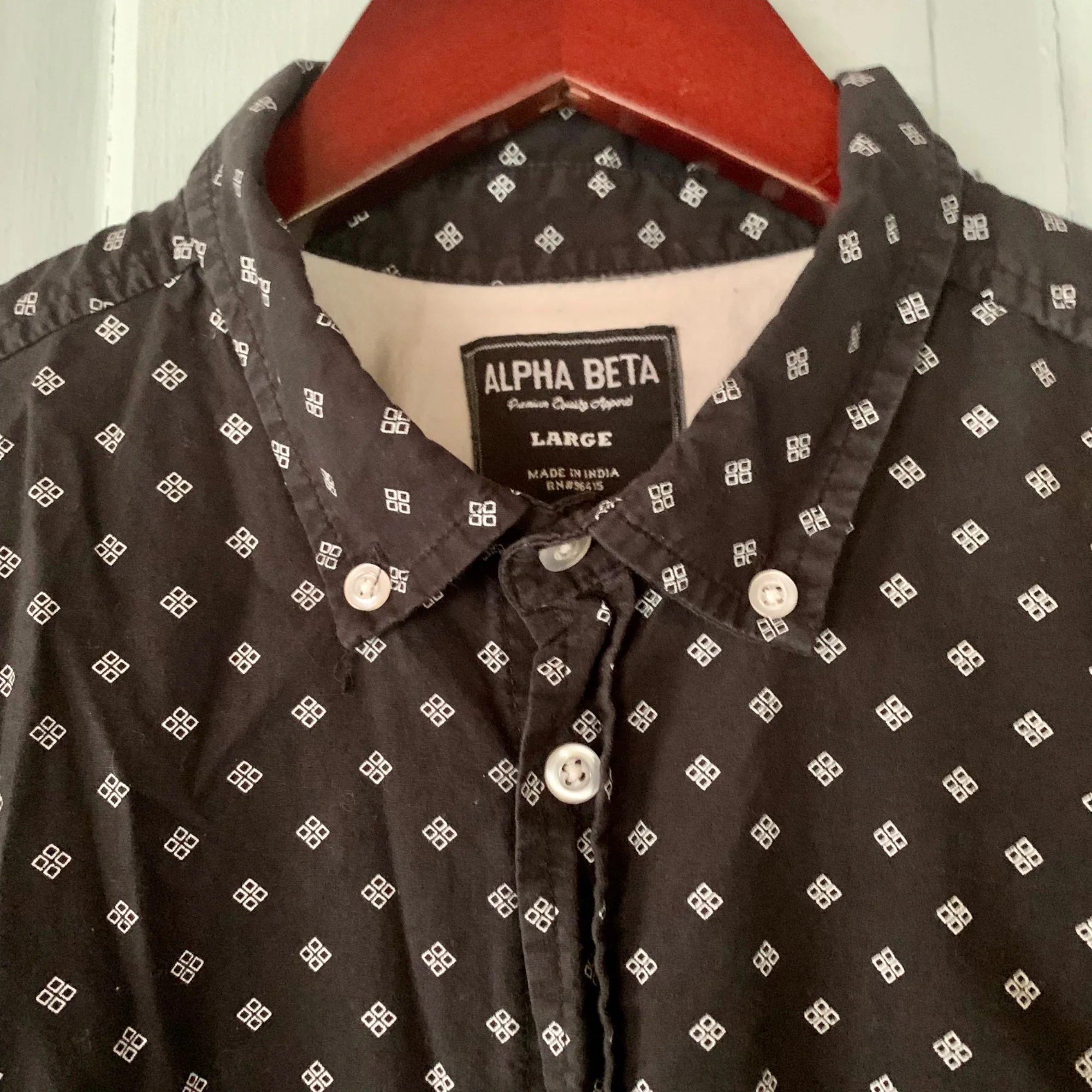 Vintage Geometric Print Button Down Large Alpha Beta 90s Black White Cotton by Alpha Beta - Image 3
