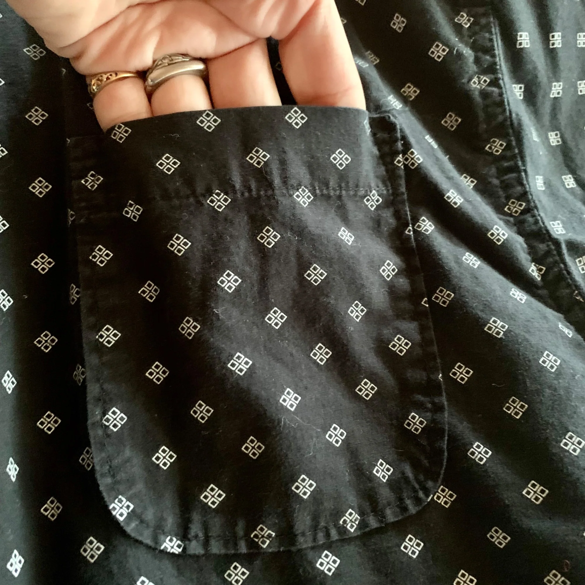 Vintage Geometric Print Button Down Large Alpha Beta 90s Black White Cotton by Alpha Beta - Image 6