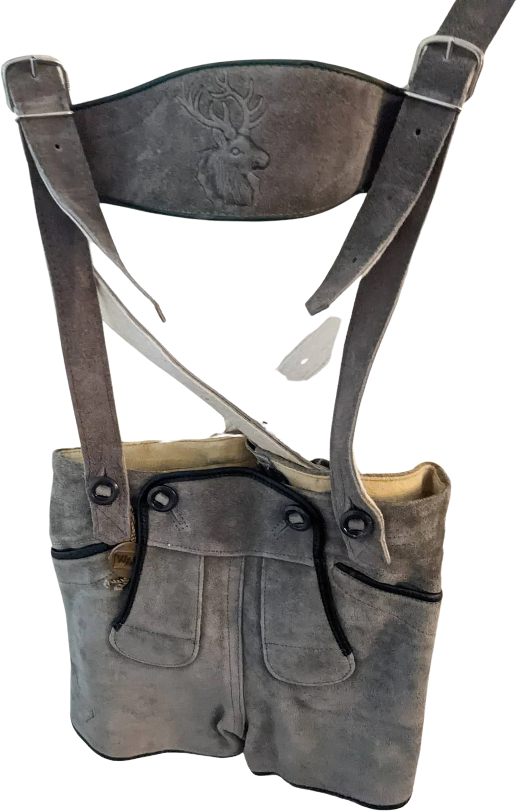 Vintage German Lederhosen Suede Leather Overall Shorts Octoberfest Germany