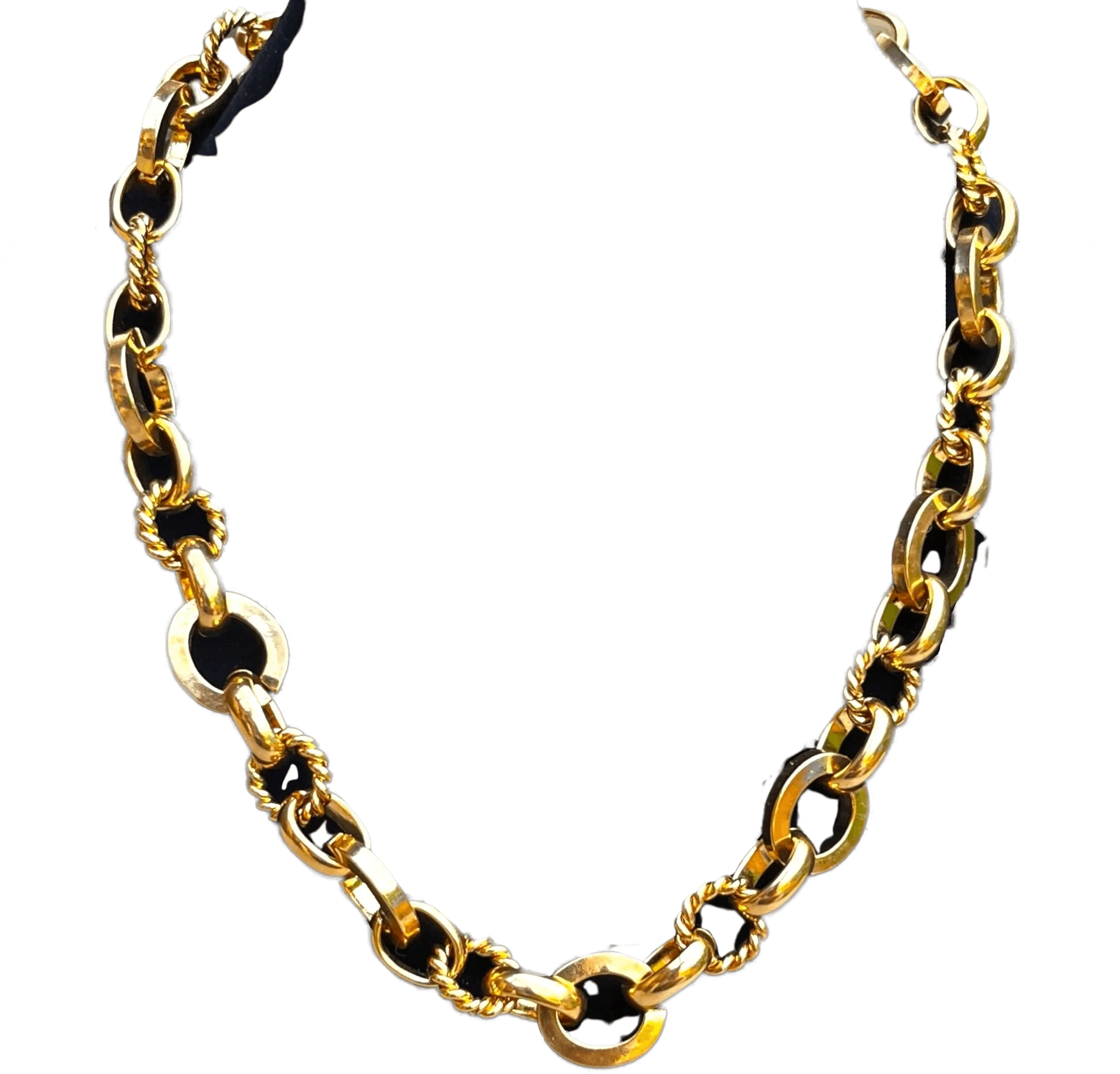 Vintage Gold Chain Necklace 80s 90s Chunky Polished Rope Textured Link Runway Couture