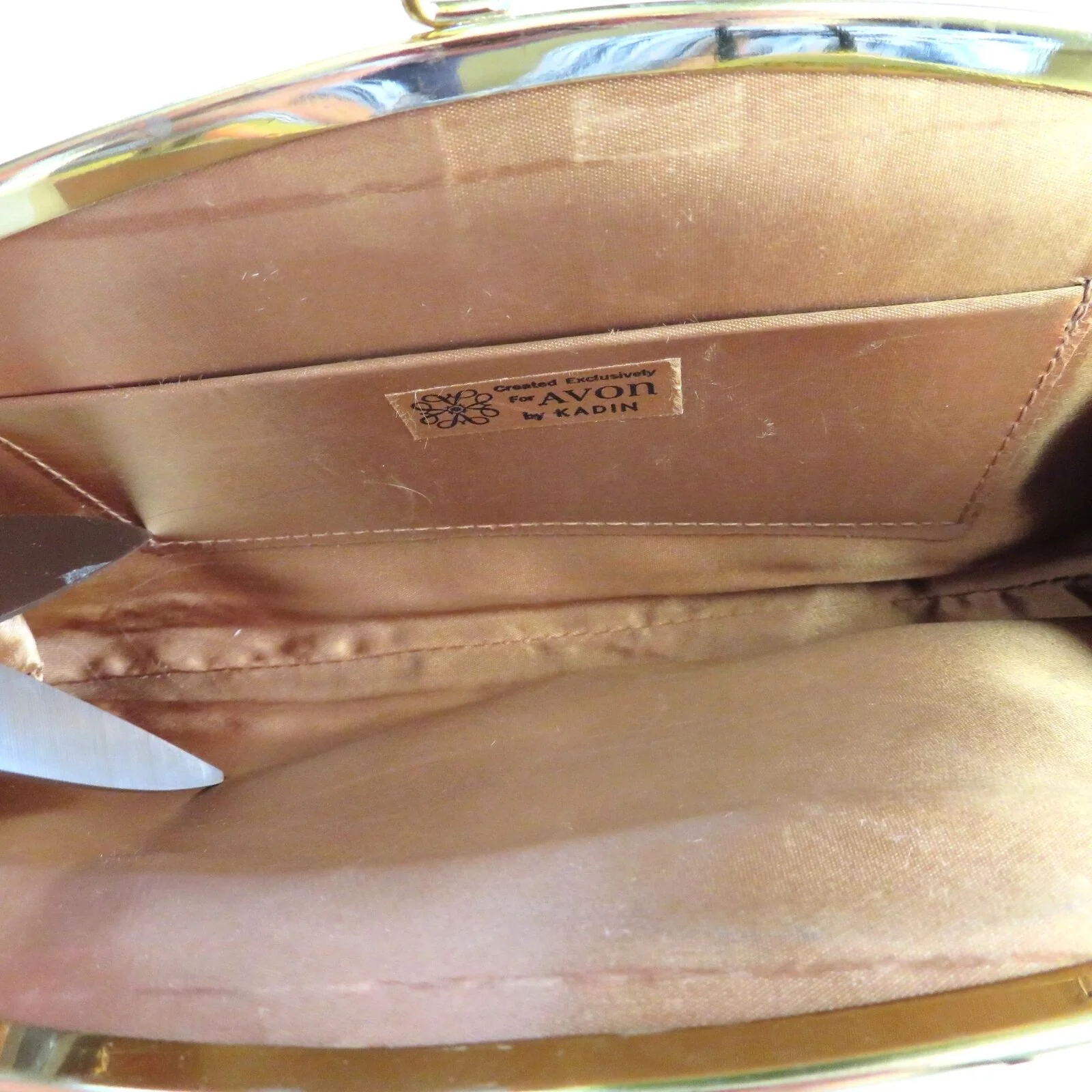 Vintage Gold Metallic Floral Brocade Evening Bag Small Clutch Formal Wedding Mgm by Avon - Image 4