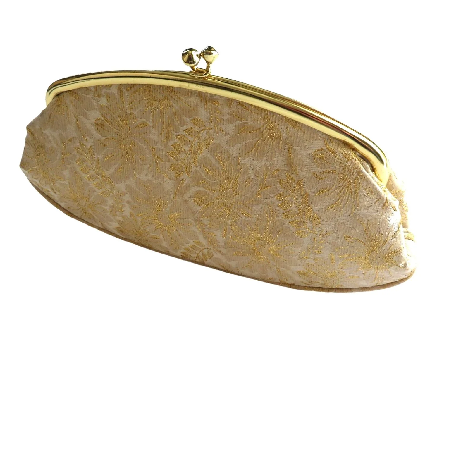 Vintage Gold Metallic Floral Brocade Evening Bag Small Clutch Formal Wedding Mgm by Avon - Image 5