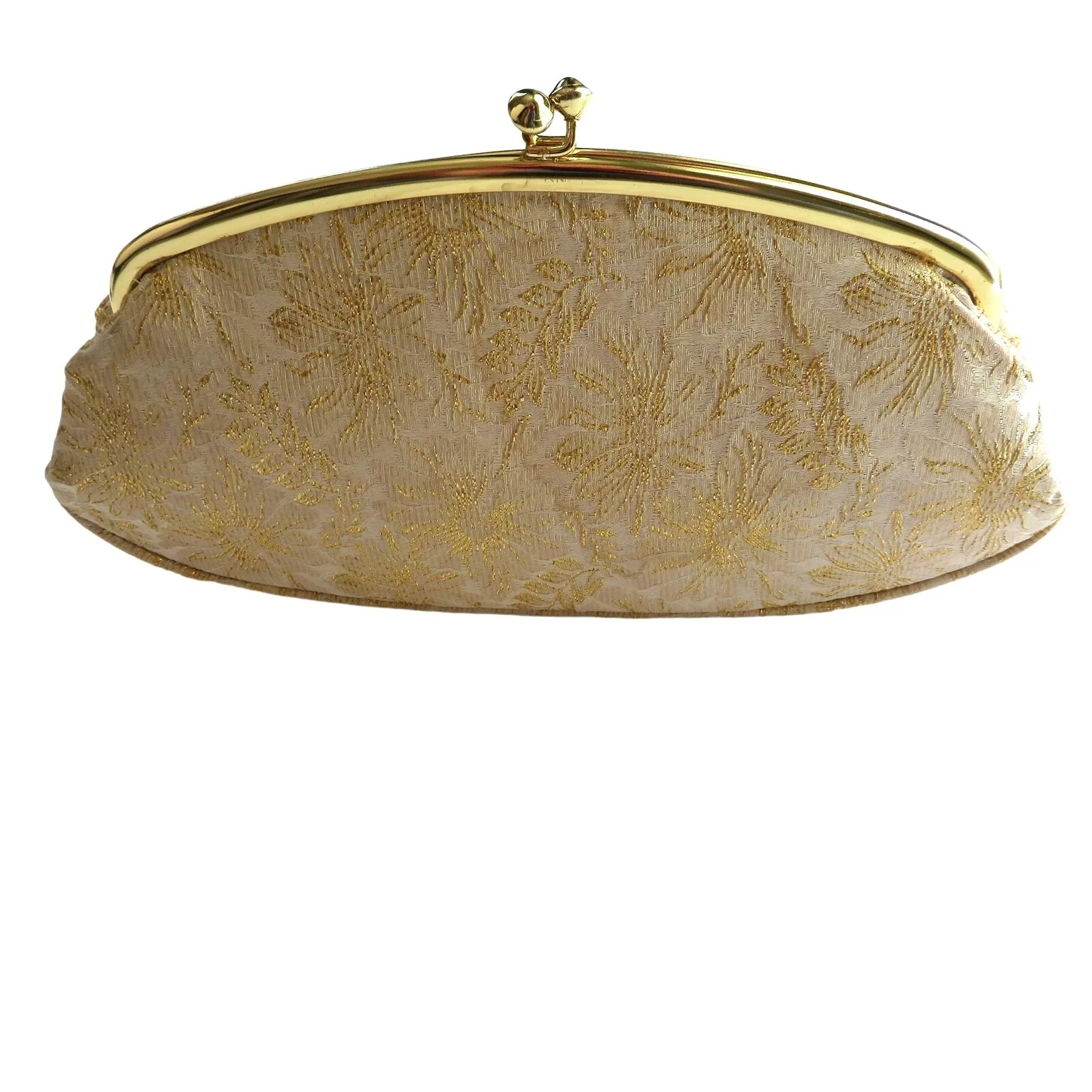 Vintage Gold Metallic Floral Brocade Evening Bag Small Clutch Formal Wedding Mgm by Avon - Image 6