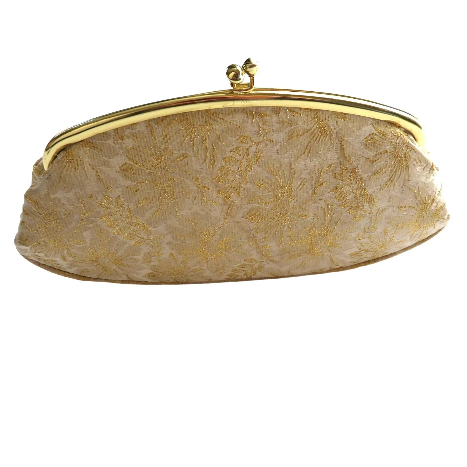 Vintage Gold Metallic Floral Brocade Evening Bag Small Clutch Formal Wedding Mgm by Avon - Image 8
