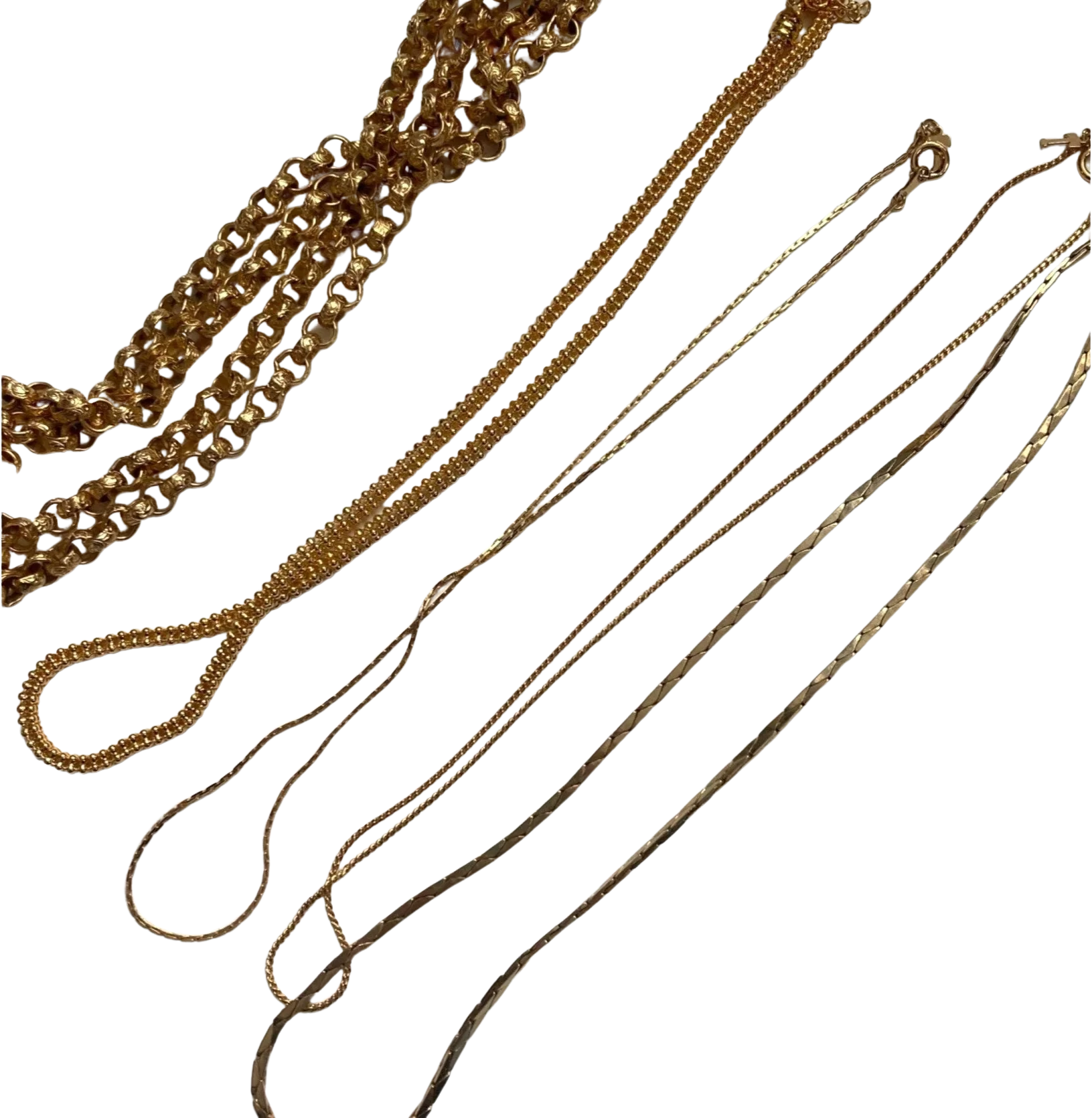 Vintage Gold Tone Chain Necklace Lot 5 Pc Napier Accessocraft Signed by Trifari