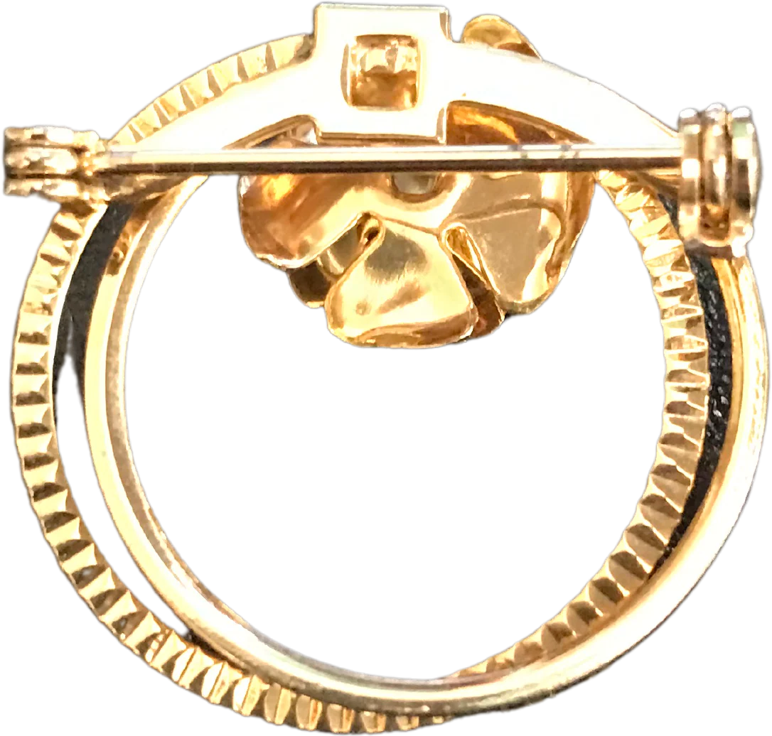 Vintage Gold Tone Pearl Rose Brooch Pin - Image 2