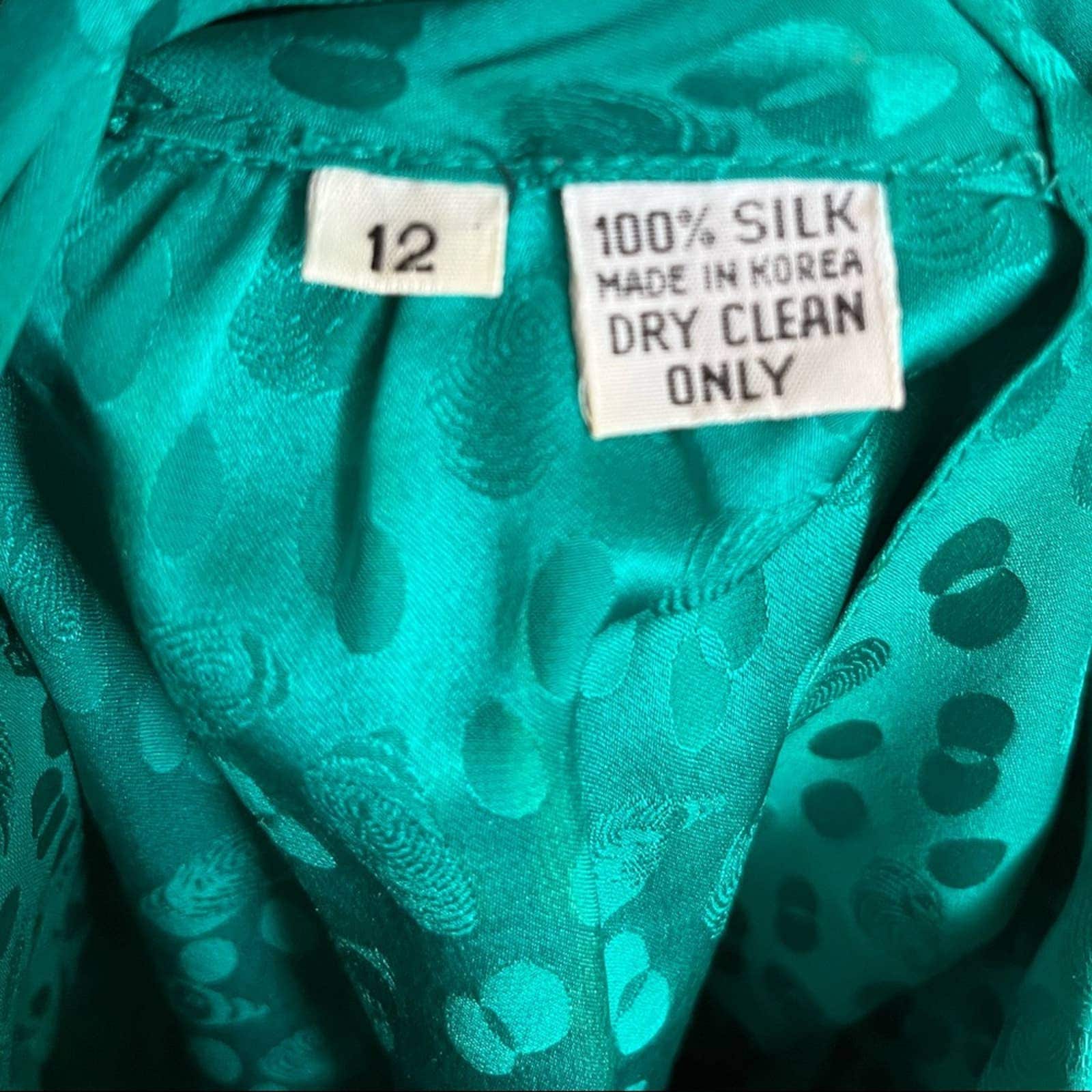 Vintage Gorgeous 90s Teal Pure Silk Cocktail Dress Princess Diana Vibes Med/large by Neiman-Marcus - Image 10