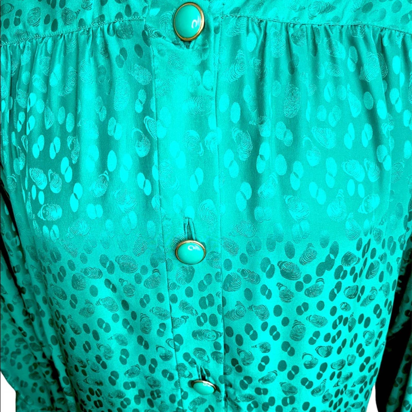 Vintage Gorgeous 90s Teal Pure Silk Cocktail Dress Princess Diana Vibes Med/large by Neiman-Marcus - Image 3