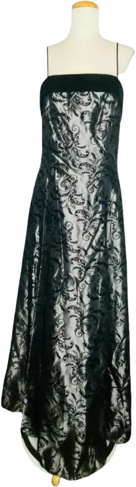 Vintage Gown Jacquard Spaghetti Straps 80s Sz 15 by Dave & Johnny