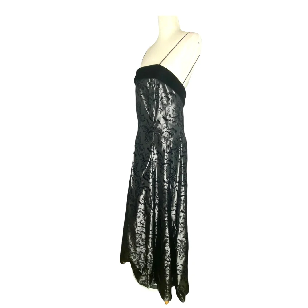 Vintage Gown Jacquard Spaghetti Straps 80s Sz 15 by Dave & Johnny - Image 8