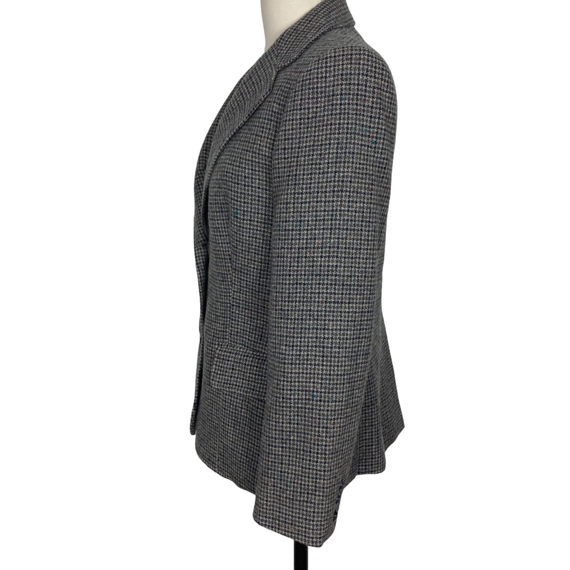 Vintage Gray Blue Plaid Wool Blazer Womens 14 Lined Jacket by Austin Hill - Image 7