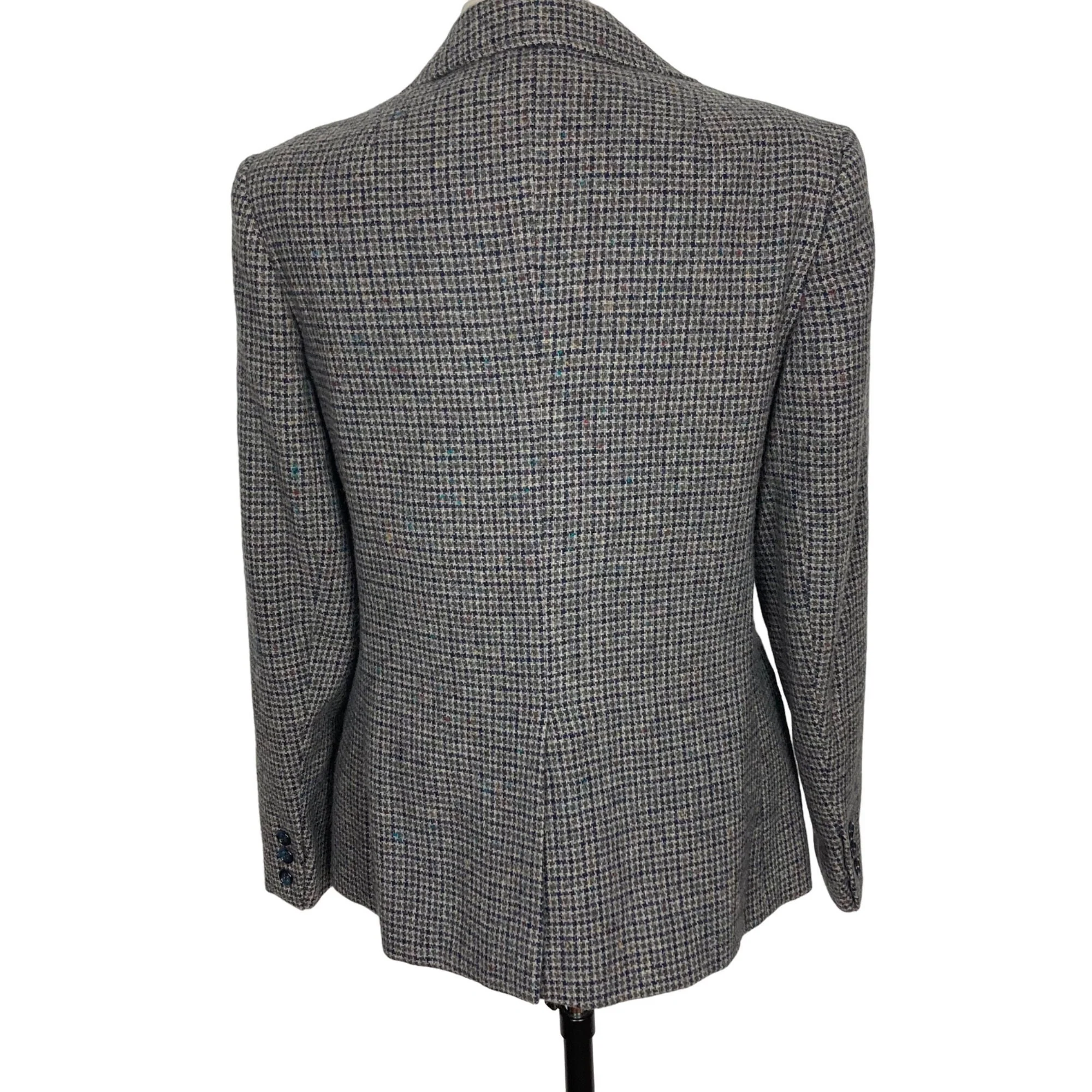 Vintage Gray Blue Plaid Wool Blazer Womens 14 Lined Jacket by Austin Hill - Image 8