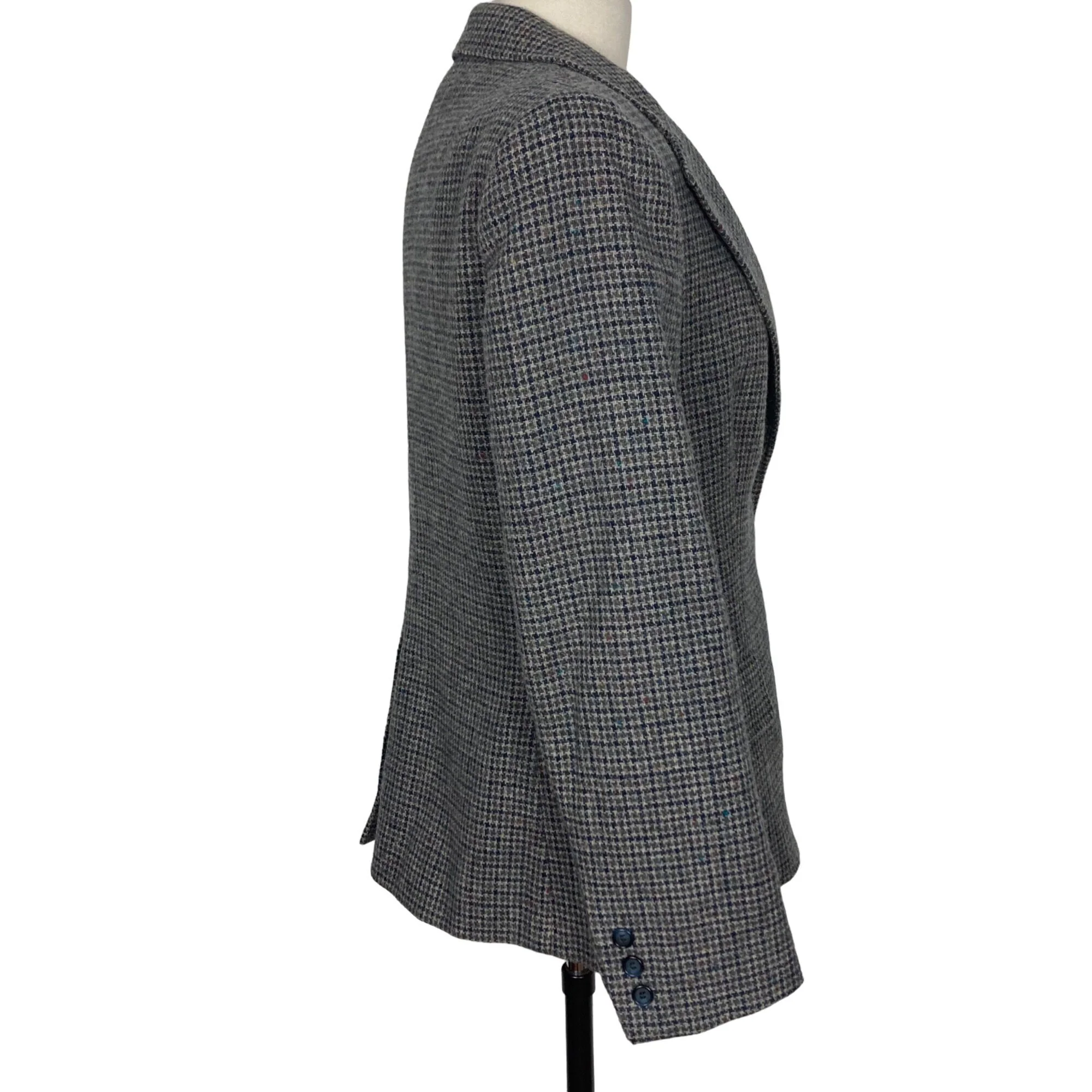 Vintage Gray Blue Plaid Wool Blazer Womens 14 Lined Jacket by Austin Hill - Image 9