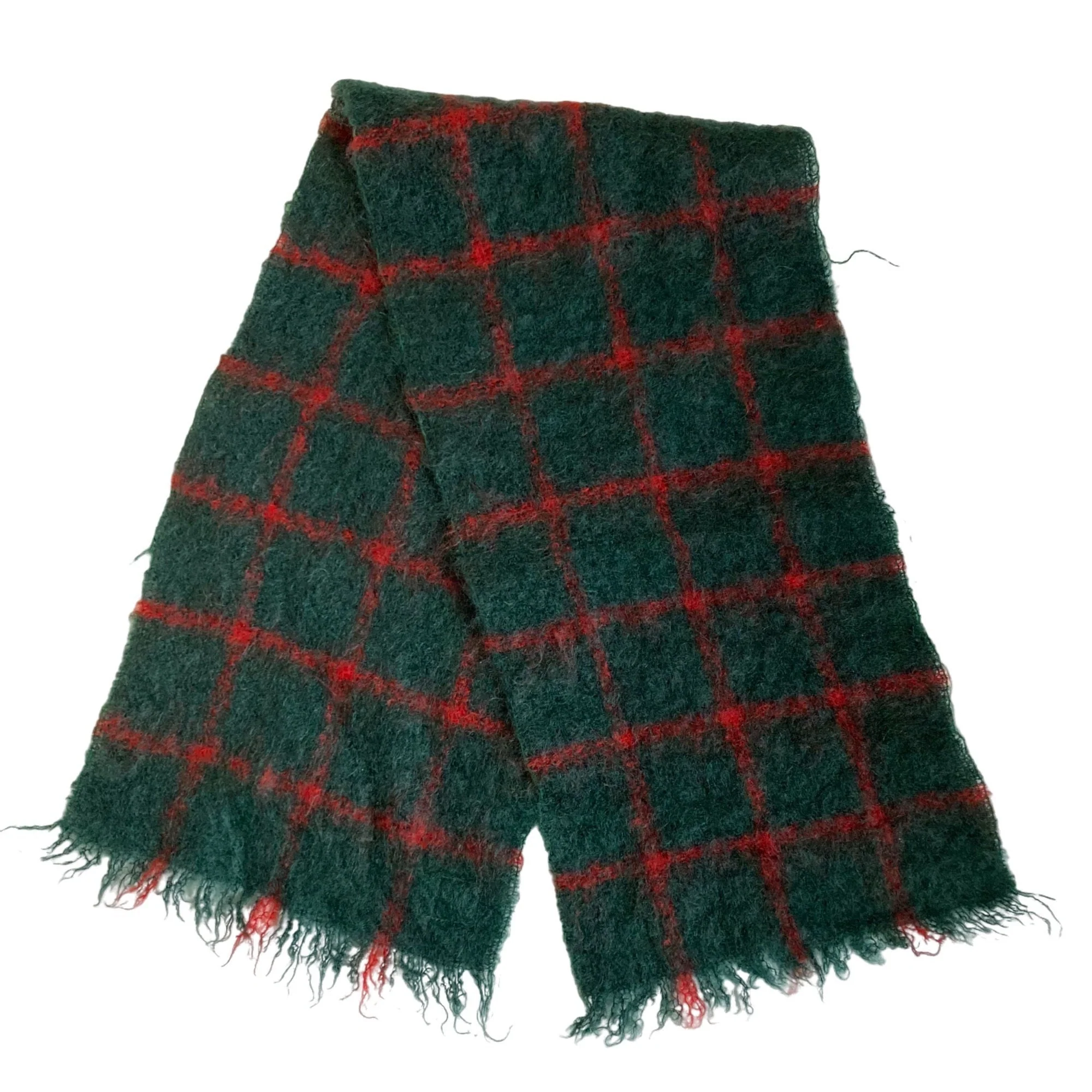 Vintage Green Plaid Scarf Pure Mohair Made In Scotland Mens Womens by Sammy - Image 6
