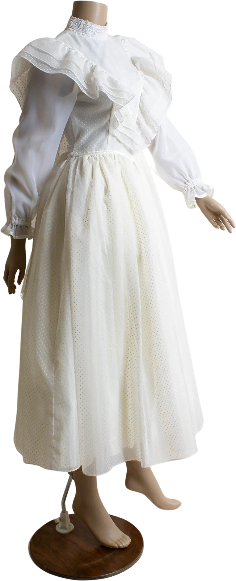 Vintage Gunne Sax Dress Sheer White Swiss Dot Fairy Whimsical Party Prom Dress Ruffles Victorian Style Jessica Mcclintock Bride Small 7 by Gunne Sax