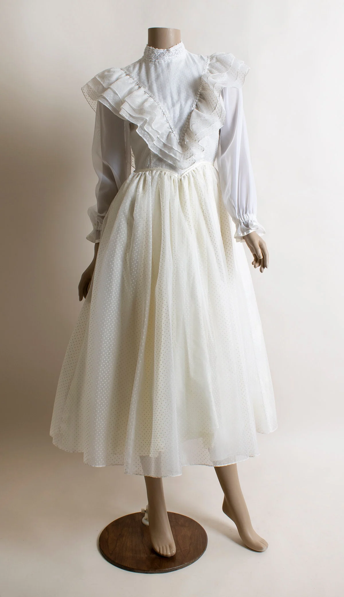 Vintage Gunne Sax Dress Sheer White Swiss Dot Fairy Whimsical Party Prom Dress Ruffles Victorian Style Jessica Mcclintock Bride Small 7 by Gunne Sax - Image 5