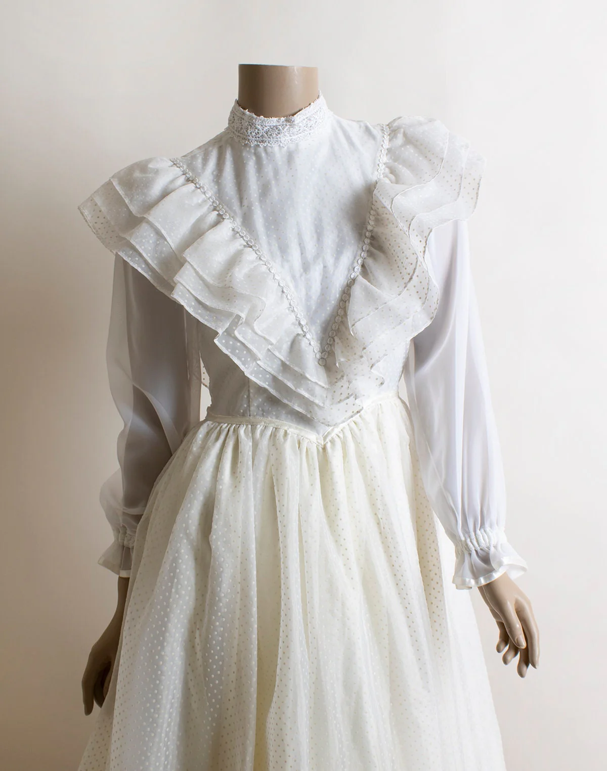 Vintage Gunne Sax Dress Sheer White Swiss Dot Fairy Whimsical Party Prom Dress Ruffles Victorian Style Jessica Mcclintock Bride Small 7 by Gunne Sax - Image 9