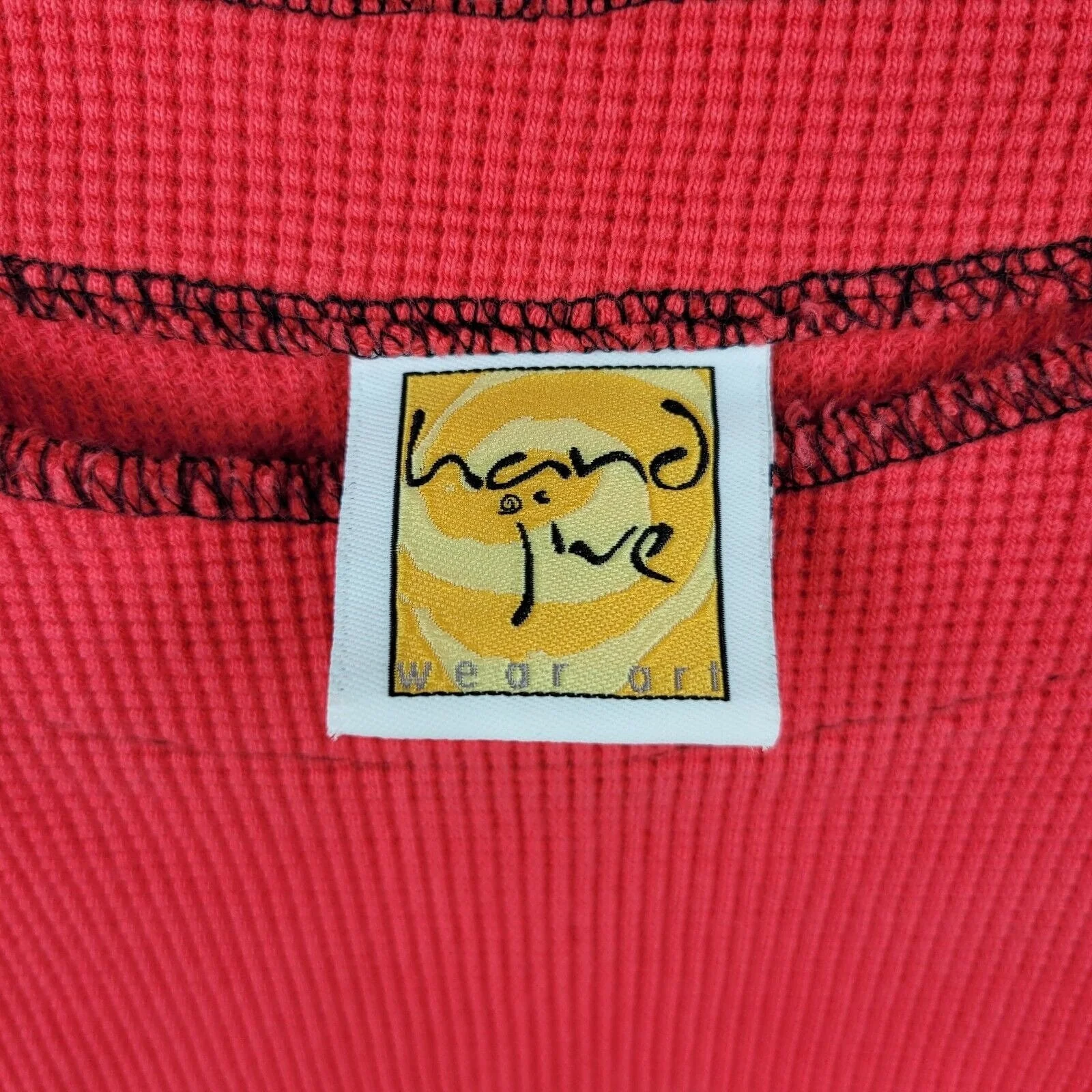 Vintage Hand Jive Medium Thermal Waffle Weave Knit Top Lagenlook Tunic Pockets - Image 5