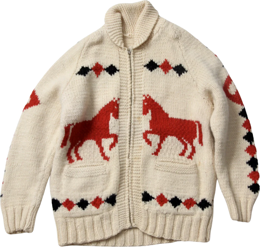 Vintage Hand Knit Horse Camp Sweater