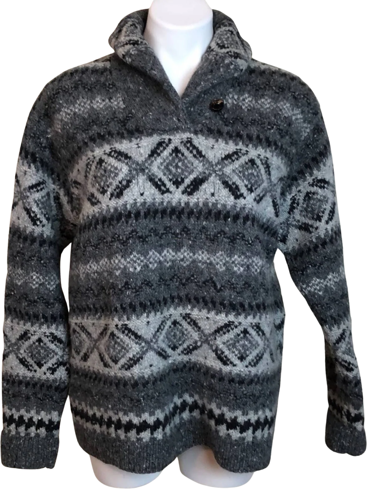 Vintage Hand Knit Men’s Wool Sweater Large Fair Isle Thick Winter by Ralph Lauren