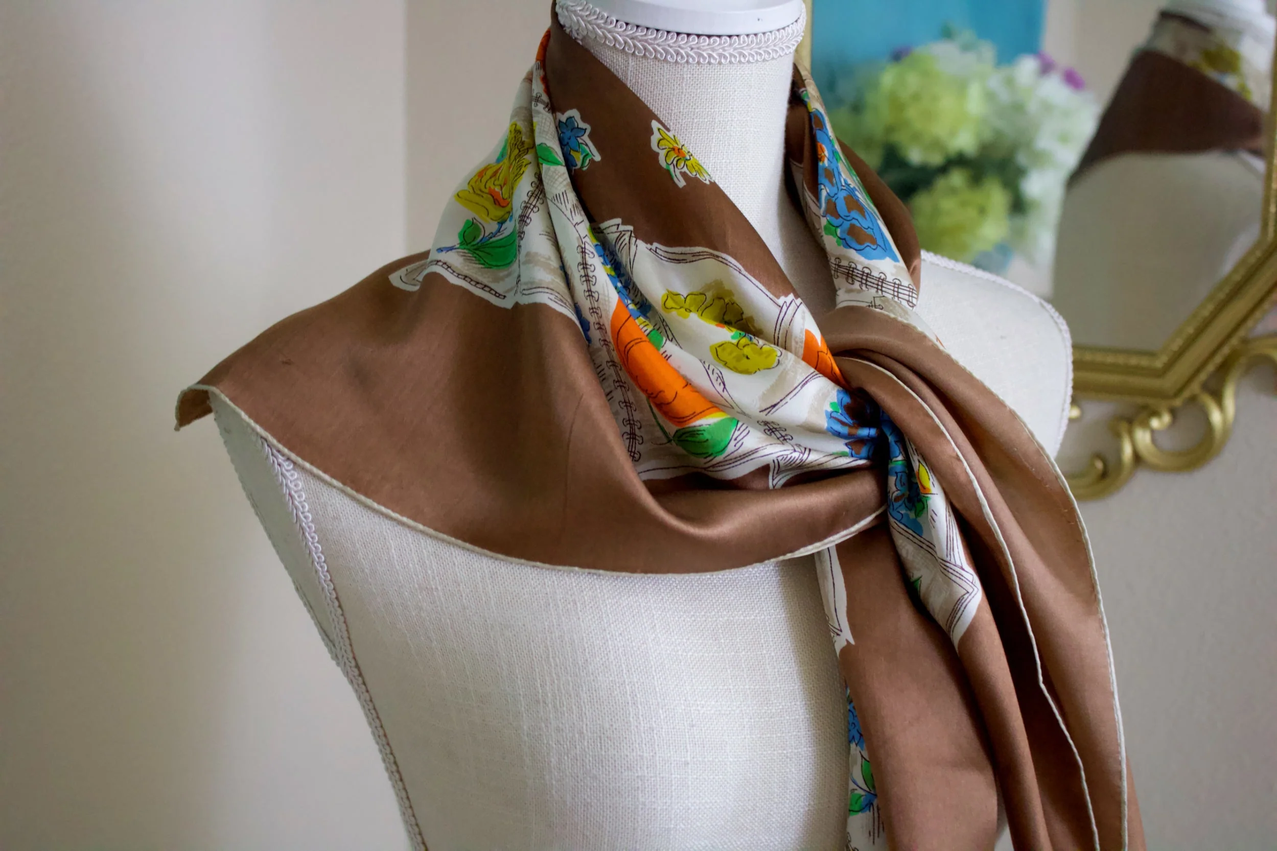 Vintage Hand Rolled Silk Scarf Shawl by Vannette Creations - Image 4