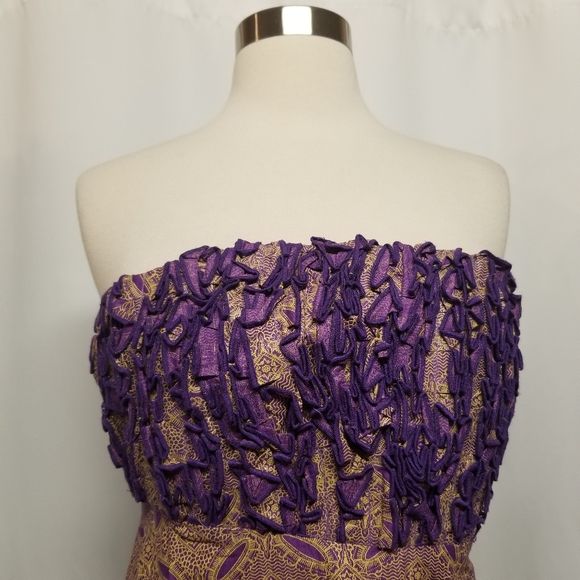 Vintage Handmade Double Wax Block Strapless Maxi Dress Authentic Size 14 - Image 7