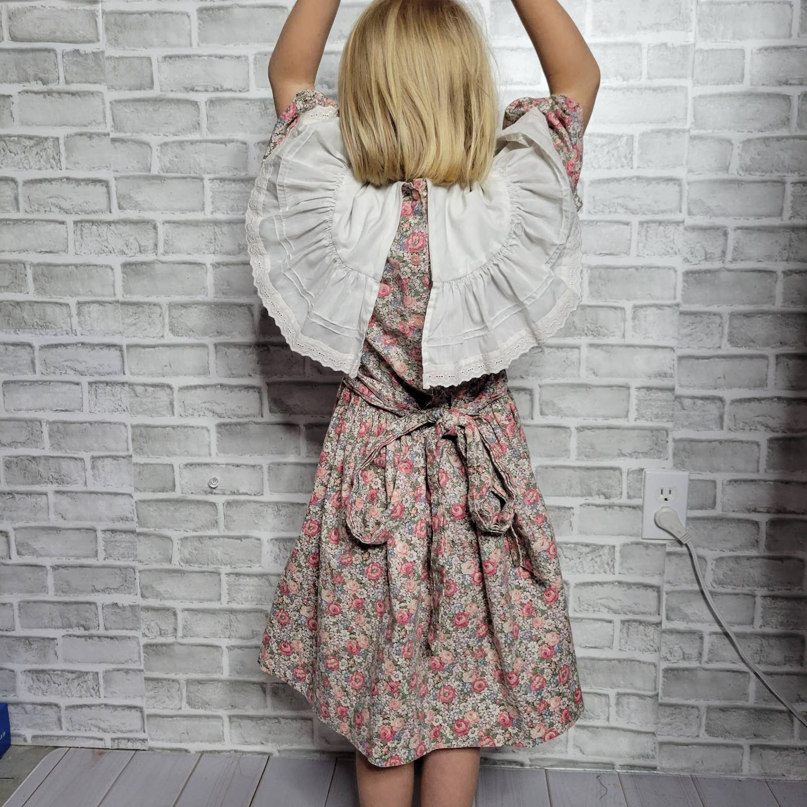 Vintage Handmade Girls Dress with Collar - Image 2