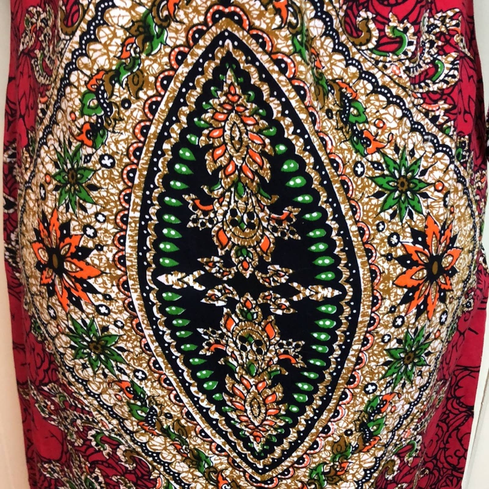 Vintage Handmade Thai Batik Graphic Maxi Dress Small Thailand Cotton by Mimosa - Image 5
