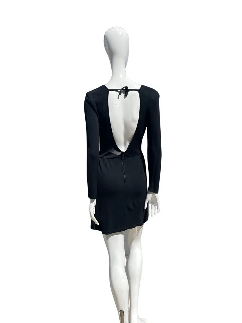 Vintage Haute Couture Lbd Sexy Mini Black Dress Hand Beaded Size 8 by Susanna Beverly Hills - Image 4