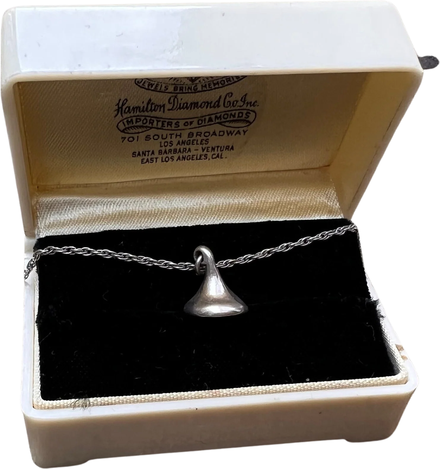 Vintage Hersheys Kiss Sterling Silver Necklace