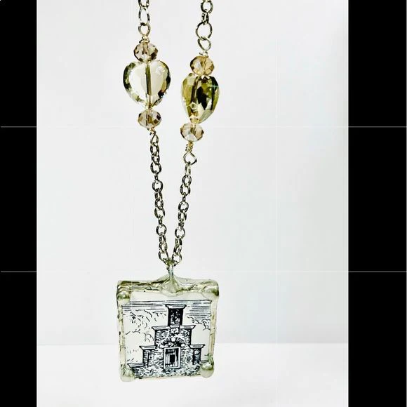 Vintage Holland Tile Repurposed Pendant Necklace Handcrafted Multifaceted Beads - Image 10