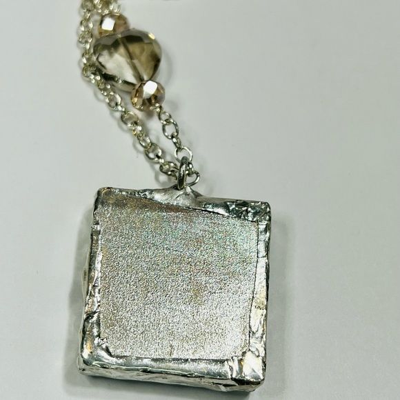 Vintage Holland Tile Repurposed Pendant Necklace Handcrafted Multifaceted Beads - Image 8