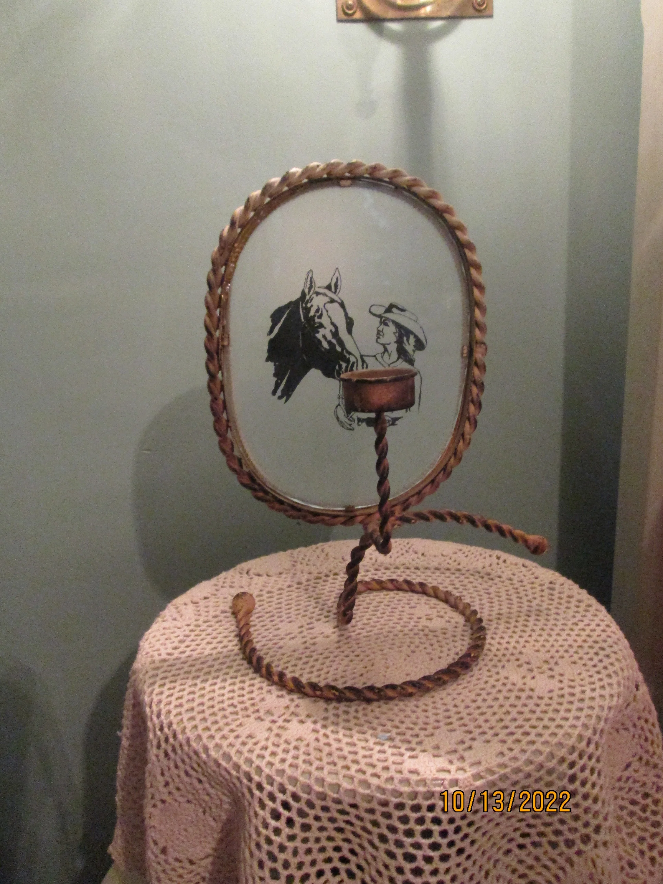 Vintage Horse Cowgirl Candle Holder Unique Rare - Image 3