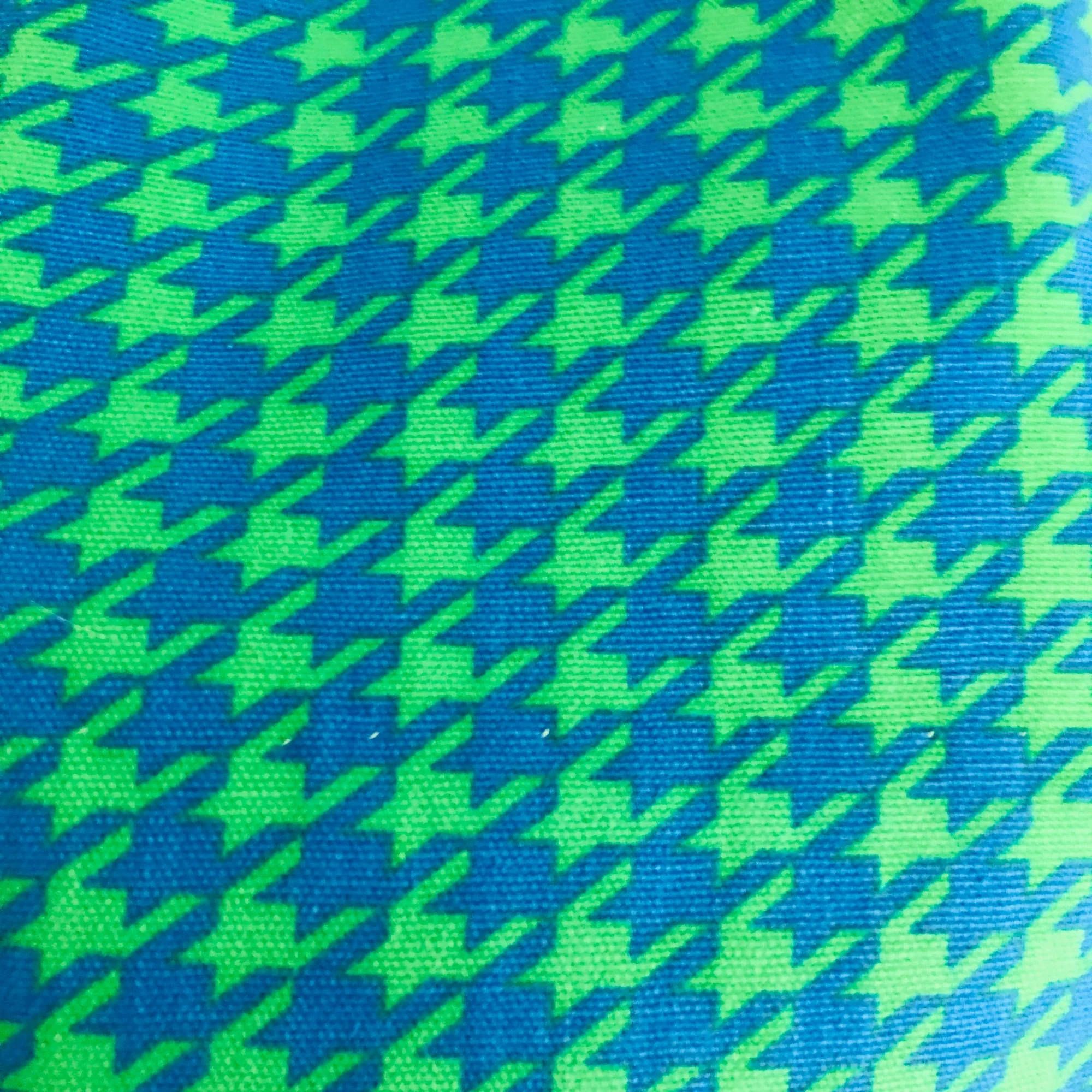Vintage Houndstooth Mod Shift Dress Mcm Twill Homemade Womens Large Blue Green - Image 6